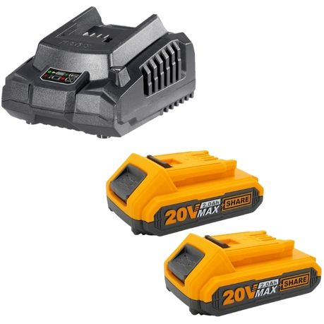 Ingco 20V 2.0Ah Batteries & Charger Combo