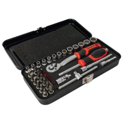 Show details for SOCKET & RATCHET SET 34PC 1/4"DR (TKT) Picture of SOCKET & RATCHET SET 34PC 1/4"DR (TKT)