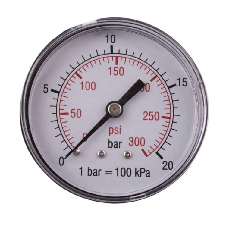 Picture of PRESSURE GAUGE 0-20BAR 63MM 1/4" REAR