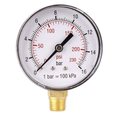 Show details for PRESSURE GAUGE 0-16BAR 63MM 1/4" LOWER Picture of PRESSURE GAUGE 0-16BAR 63MM 1/4" LOWER