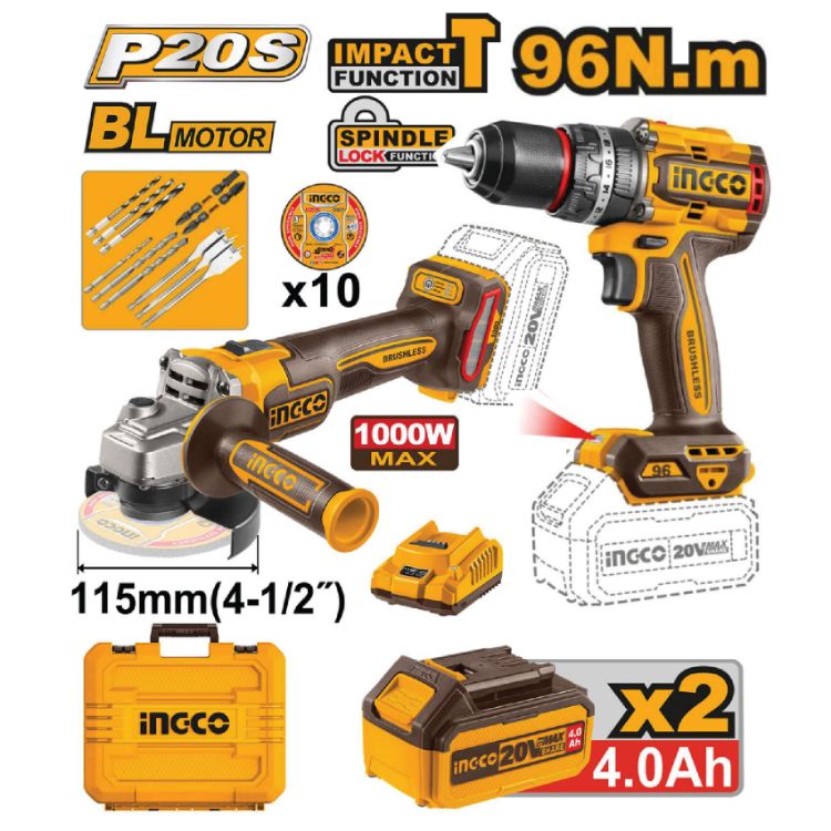 Picture of IMPACT DRILL/A/GRINDER 2PC COMBO 20V CORDLESS