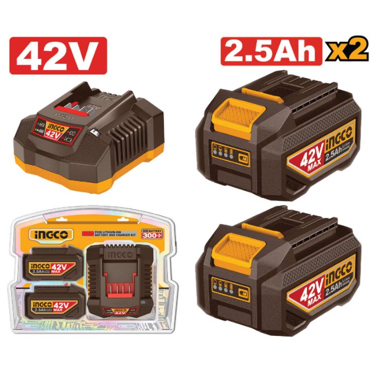 Picture of BATTERY 2.5AH x 2 + CHARGER KIT (INGCO) 42V