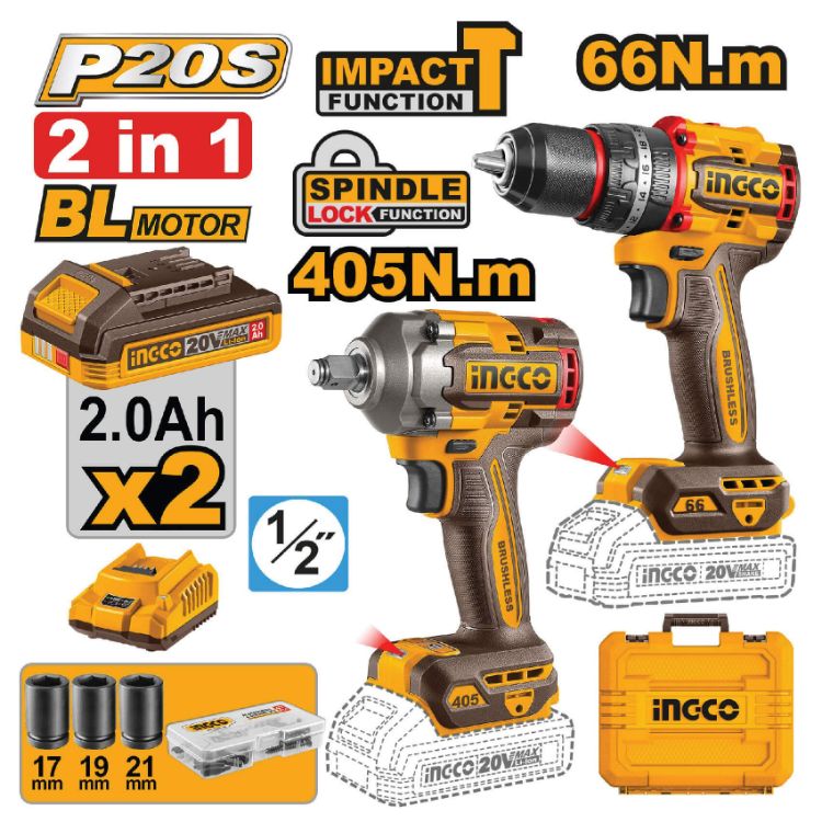 Picture of IMPACT DRILL/IMP WRENCH (INGCO) 2PC COMBO KIT