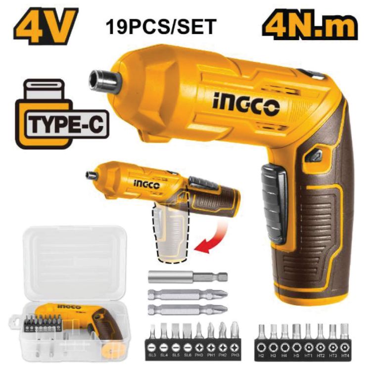Picture of SCREWDRIVER (INGCO) 4V C/LESS + 1PC BIT