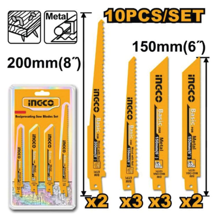 Picture of BLADE RECIPRICO SAW WOOD/METAL 10PCS (INGCO)