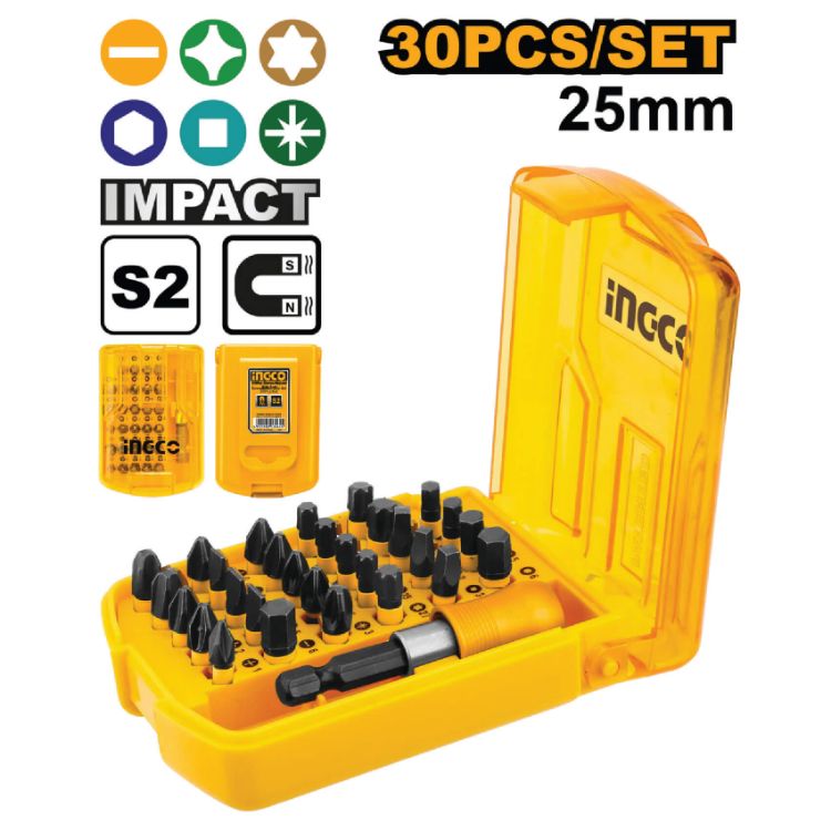 Picture of SCREWDRIVER BIT SET IMPACT (INGCO) 30PCS