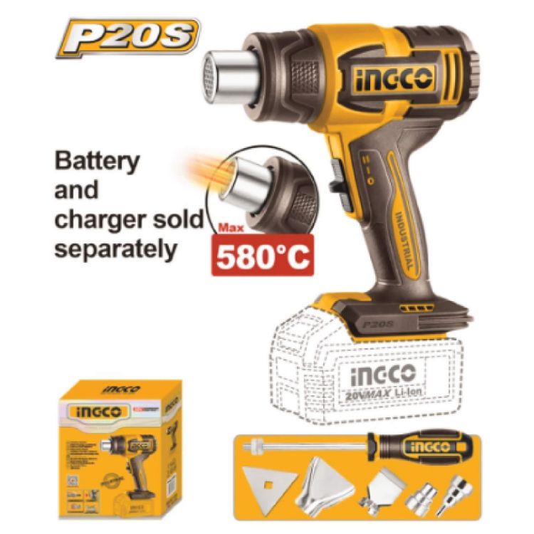 Picture of HEAT GUN (INGCO) 20V 5PC ACC KIT SOLO